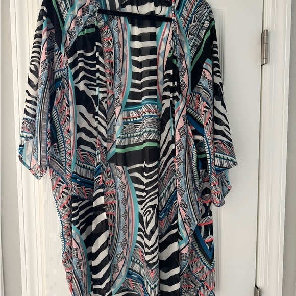 Express Colorful Zebra Print Kimono - Picture 2 of 6